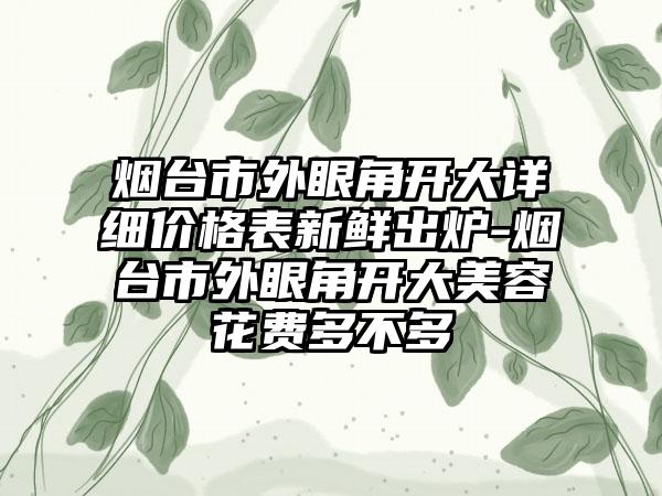 烟台市外眼角开大详细价格表新鲜出炉-烟台市外眼角开大美容花费多不多