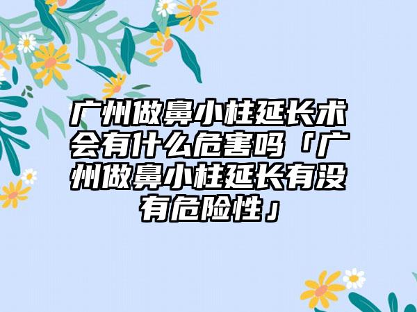 广州做鼻小柱延长术会有什么危害吗「广州做鼻小柱延长有没有危险性」