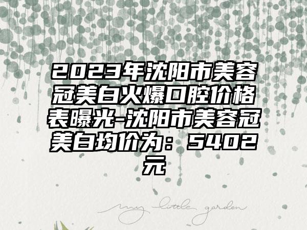 2023年沈阳市美容冠美白火爆口腔价格表曝光-沈阳市美容冠美白均价为：5402元