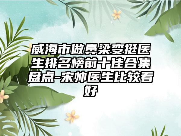 威海市做鼻梁变挺医生排名榜前十佳合集盘点-宋帅医生比较看好