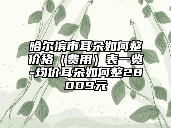 哈尔滨市耳朵如何整价格（费用）表一览-均价耳朵如何整28009元