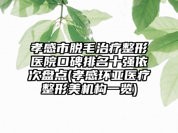 孝感市脱毛治疗整形医院口碑排名十强依次盘点(孝感环亚医疗整形美机构一览)