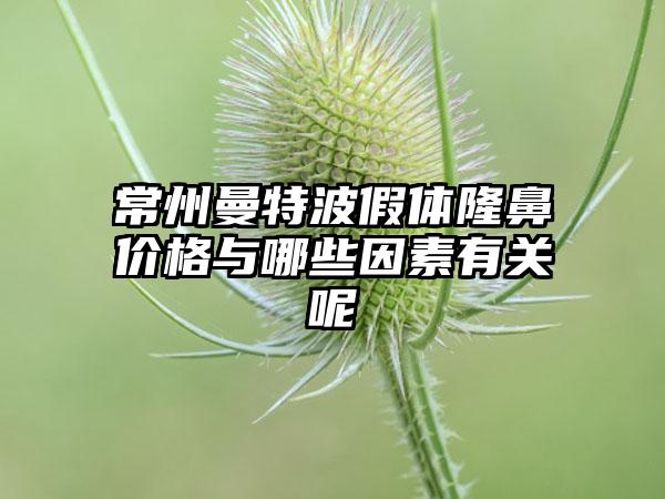 常州曼特波假体隆鼻价格与哪些因素有关呢