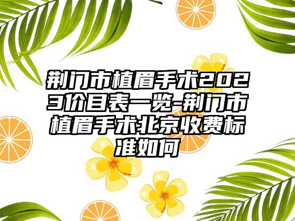 荆门市植眉手术2023价目表一览-荆门市植眉手术北京收费标准如何