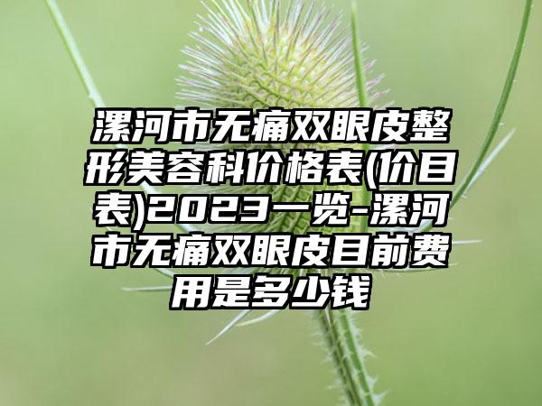 漯河市无痛双眼皮整形美容科价格表(价目表)2023一览-漯河市无痛双眼皮目前费用是多少钱